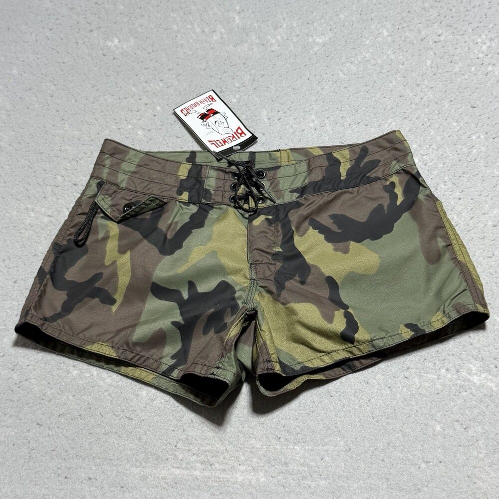 Birdwell Beach Britches Board Shorts Black Camouflage Womenโs 4 Camo Made in USA